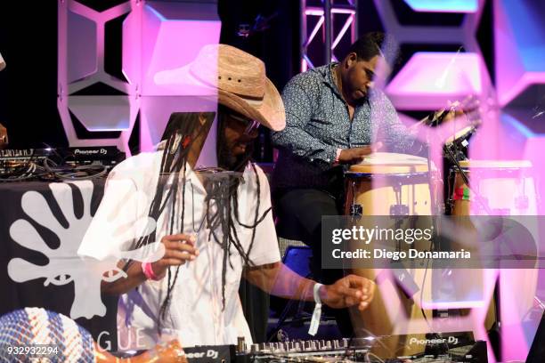 Jigue and El Menor perform at the International Day Stage during SXSW at Lustre Pearl on March 16, 2018 in Austin, Texas.