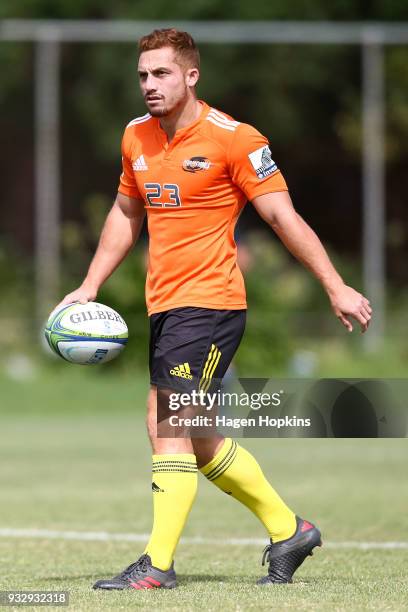 Ihaia West of the Hurricanes warms up during the development squad trial match between the Hurricanes and the Blues at Evans Bay Park on March 17,...