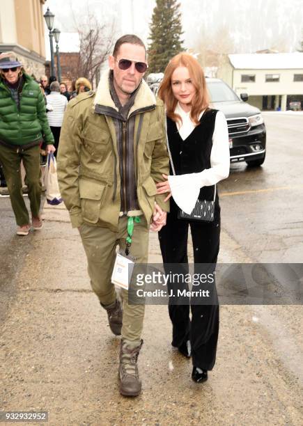 Actress Kate Bosworth and her husband Michael Polish are seen around Sun Valley, ID at the 2018 Sun Valley Film Festival - Day 3 on March 16, 2018 in...