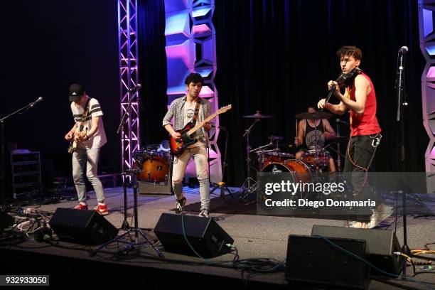 Capitan Jimmy, Ponz, Marcelo and Matteo of Espana Circo Este perform at the International Day Stage during SXSW at Lustre Pearl on March 16, 2018 in...