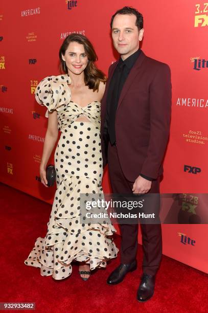 Actors Keri Russell and Matthew Rhys attend "The Americans" Season 6 Premiere at Alice Tully Hall, Lincoln Center on March 16, 2018 in New York City.