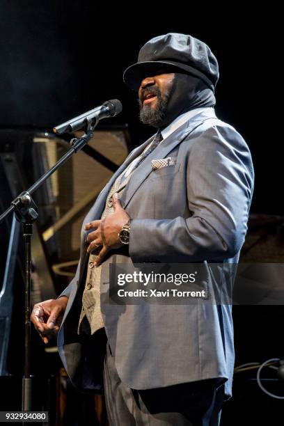 Gregory Porter performs in concert at Gran Teatre del Liceu during the Suite Festival on March 16, 2018 in Barcelona, Spain.