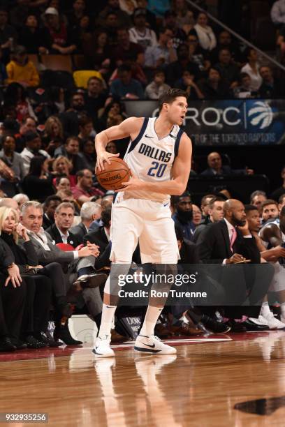 Doug McDermott of the Dallas Mavericks handles the ball against the Toronto Raptors on March 16, 2018 at the Air Canada Centre in Toronto, Ontario,...