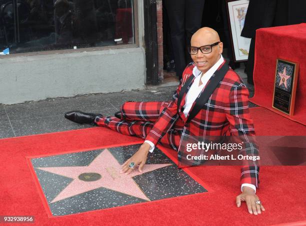 RuPaul is honored with a star on the Hollywood Walk Of Fame on March 16, 2018 in Hollywood, California.