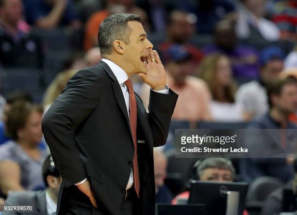 Head coach Tony Bennett of the Virginia Cavaliers looks on against the UMBC Retrievers during the first round of the 2018 NCAA Men's Basketball...