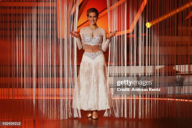 Charlotte Wuerdig performs on stage during the 1st show of the 11th season of the television competition 'Let's Dance' on March 16, 2018 in Cologne,...