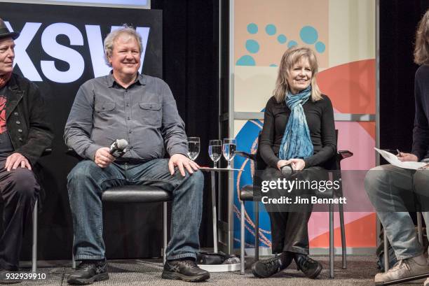 Musicians Chris Frantz and Tina Weymouth of Talking Heads and Tom Tom Club appear on stage at the SXSW Music session "From CBGB to the World: A...