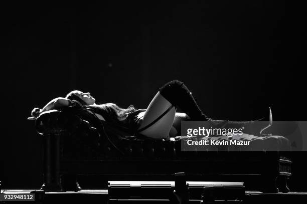 Demi Lovato performs onstage during the "Tell Me You Love Me" World Tour at Barclays Center of Brooklyn on March 16, 2018 in New York City.
