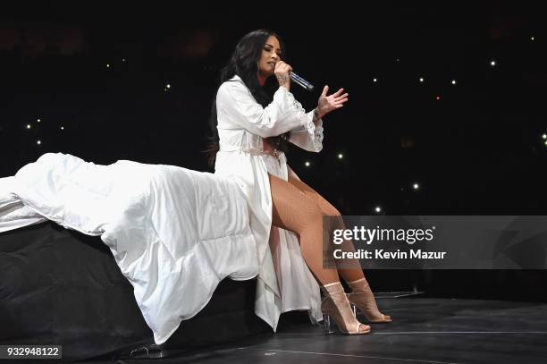 Demi Lovato performs onstage during the "Tell Me You Love Me" World Tour at Barclays Center of Brooklyn on March 16, 2018 in New York City.