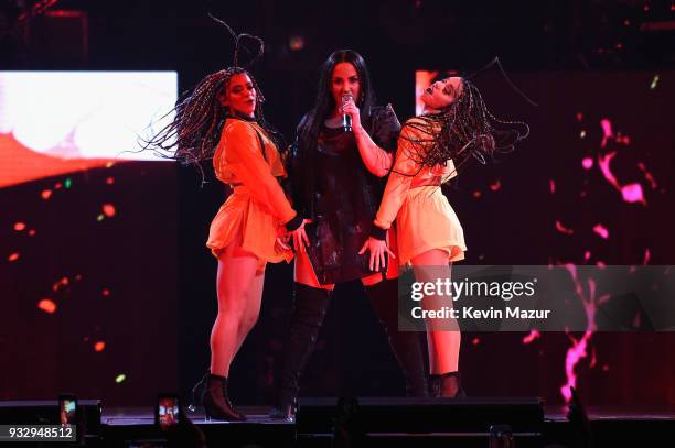 Demi Lovato performs onstage during the "Tell Me You Love Me" World Tour at Barclays Center of Brooklyn on March 16, 2018 in New York City.