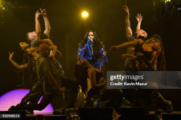 Demi Lovato performs onstage during the "Tell Me You Love Me" World Tour at Barclays Center of Brooklyn on March 16, 2018 in New York City.