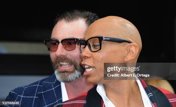 RuPaul and his husband Georges LeBar attend RuPaul's star ceremony on The Hollywood Walk of Fame on March 16, 2018 in Hollywood, California.