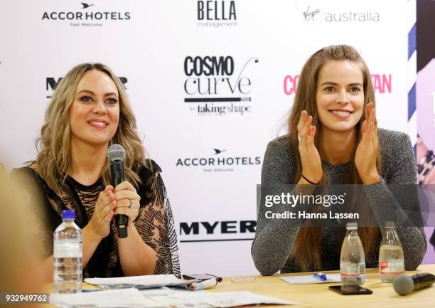 The judging panel, Robyn Lawley and Keshnee Kemp at the Cosmo Curve casting on March 17, 2018 in Sydney, Australia.