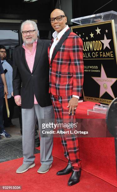 RuPaul poses with his high school teacher at the RuPaul star ceremony on The Hollywood Walk of Fame on March 16, 2018 in Hollywood, California.