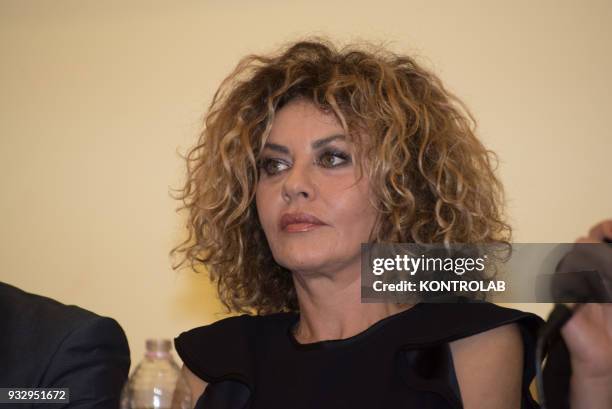 The actress Eva Grimaldi at the press conference to present the film "My perfect man" by the director Nilo Sciarrone.