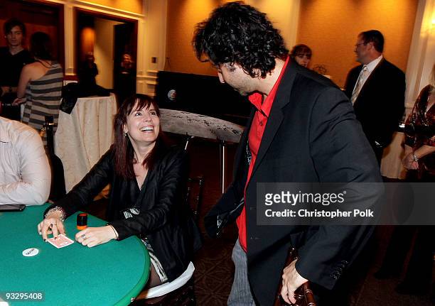 Professional poker player Annie Duke and actor David Krumholtz at the All In For Wishes Celebrity Poker Tournament For Make-A-Wish Foundation at The...