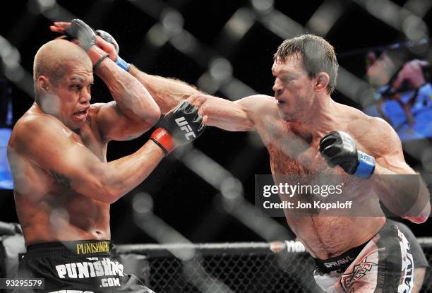 Tito Ortiz battles Forrest Griffin during their Light Heavyweight Fight at the UFC 106 at Mandalay Bay Events Center on November 21, 2009 in Las...