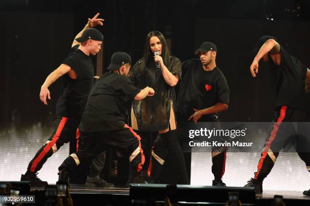 Demi Lovato performs onstage during the "Tell Me You Love Me" World Tour at Barclays Center of Brooklyn on March 16, 2018 in New York City.