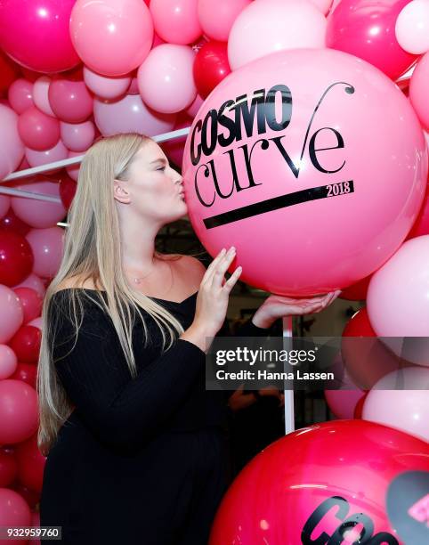 The Cosmo Curve casting winner, Sarah Bolt poses at the Cosmo Curve casting on March 17, 2018 in Sydney, Australia.