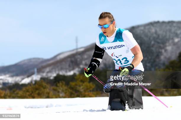 Oksana Masters of the United States warms up for the Women's 5 km Sitting Classic at Alpensia Biathlon Centre on Day 8 of the PyeongChang 2018...