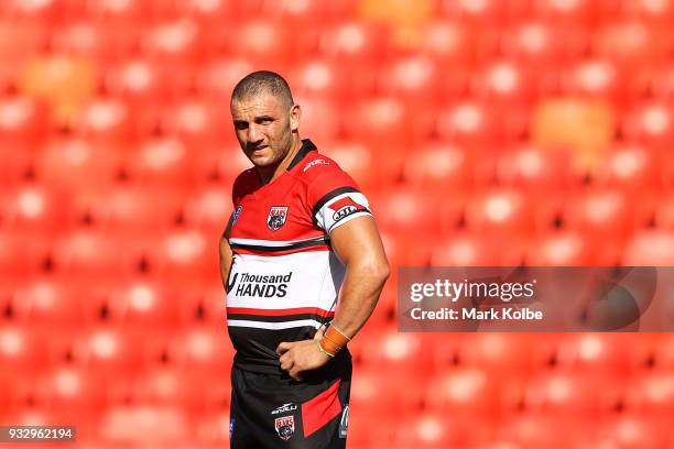 Robbie Farah of the Bear watches on during the Intrust Super Premiership NSW round two match between the Penrith Panthers and the North Sydney Bears...