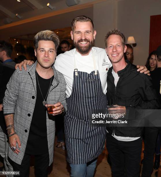 Ryan Cabrera, Nathan Peitso and guest attend the Grand Opening of FARMHOUSE Los Angeles on March 16, 2018 in Los Angeles, California.