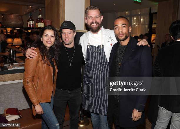 Sofia Pernas, Kendrick Sampson, Nathan Peitso and Shaun Sipos attend the Grand Opening of FARMHOUSE Los Angeles on March 16, 2018 in Los Angeles,...