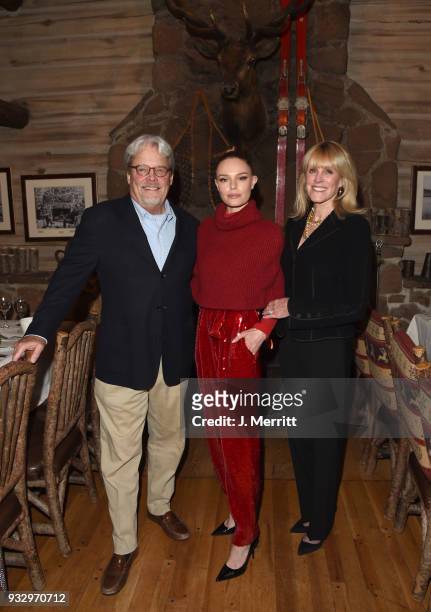Actress Kate Bosworth and her parents Patricia Bosworth and Harold Bosworth attend the 2018 Sun Valley Film Festival - Pioneer Award Party for Kate...