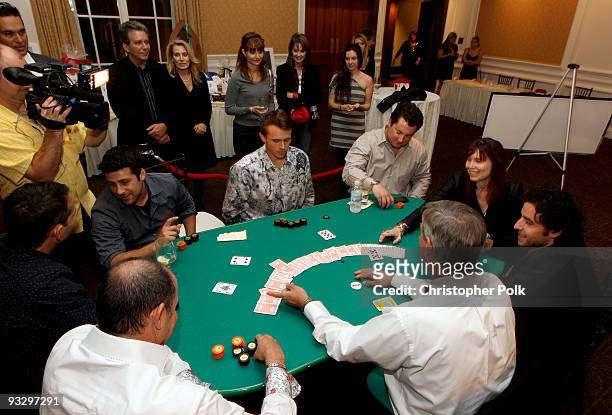 Scott Malin, In 2 It Media partner Michael Wasserman, John Hoefer, professional poker player Annie Duke and actor David Krumholtz at the All In For...