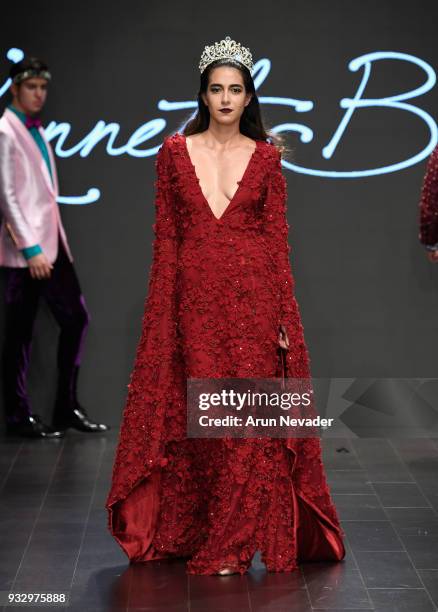 Model walks the runway wearing Kenneth Barlis at Los Angeles Fashion Week Powered by Art Hearts Fashion LAFW FW/18 10th Season Anniversary at The...