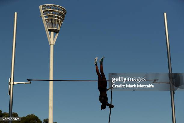 Elizabeth Parnov of Western Australia competes in the Women's Pole Vault during the 2018 Sydney Athletics Grand Prix at Sydney olympic Park Athletics...