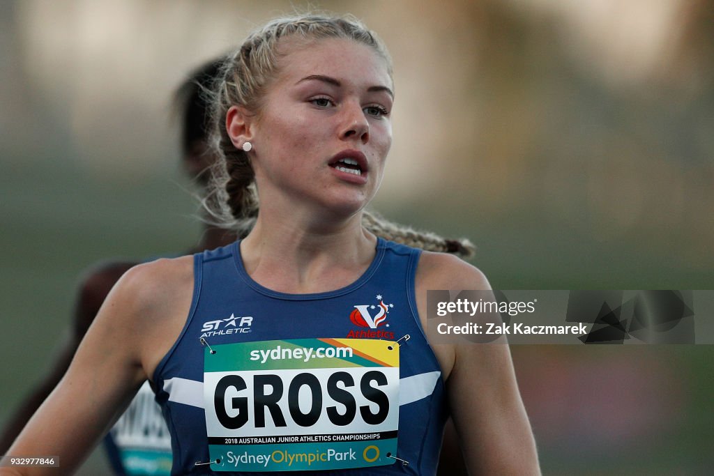 Mia Gross of Victoria reacts after winning the Women’s 100 Metre
