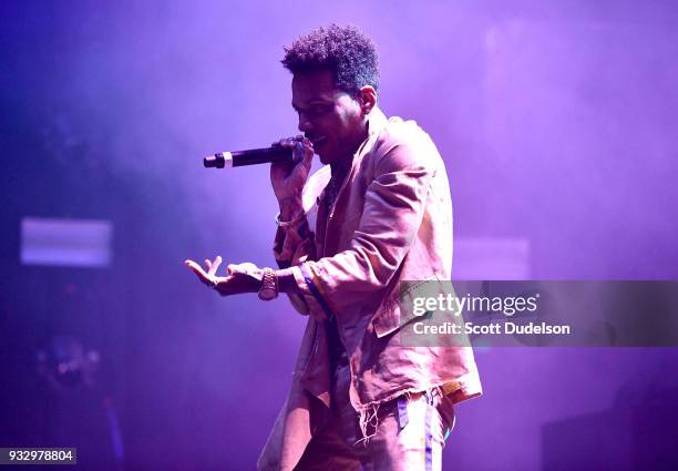 Rapper Kid Ink performs onstage at The Novo by Microsoft on March 16, 2018 in Los Angeles, California.