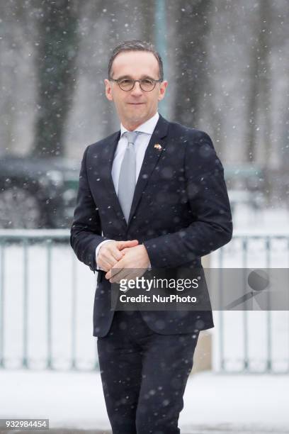 German Minister of Foreign Affairs Heiko Maas before the meeting with Polish Minister of Foreign Affairs Jacek Czaputowicz at Lazienki Palace in...