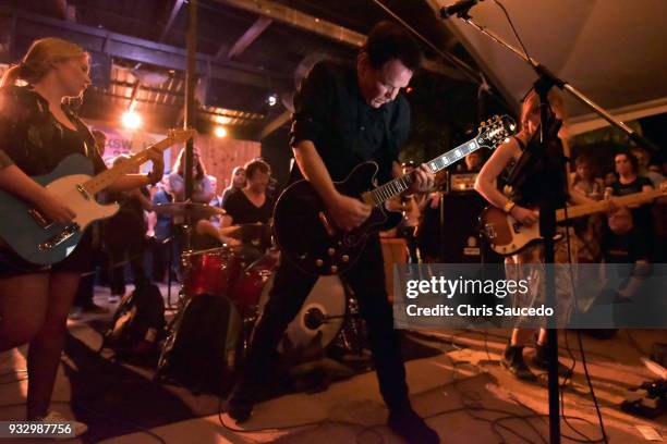 Danielle Wadey, Charles Layton, David Gedge and Terry de Castro of The Wedding Present perform onstage at Fluffer Pit Party during SXSW at Barracuda...