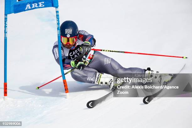 Mathieu Faivre of France competes during the Audi FIS Alpine Ski World Cup Finals Men's Giant Slalom on March 17, 2018 in Are, Sweden.