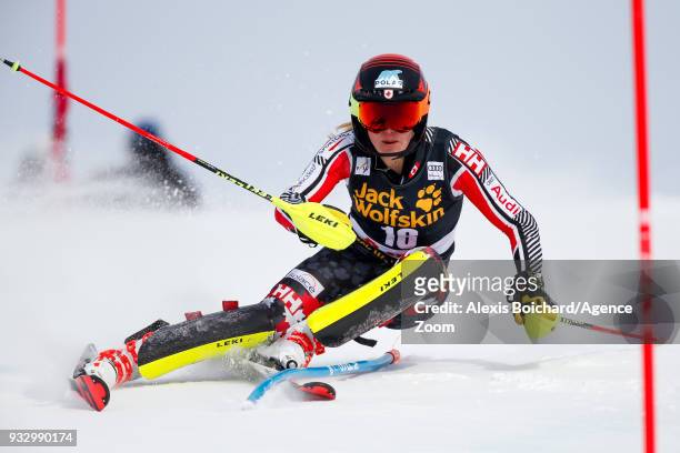 Erin Mielzynski of Canada competes during the Audi FIS Alpine Ski World Cup Finals Women's Slalom on March 17, 2018 in Are, Sweden.