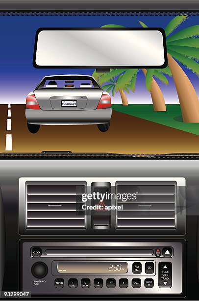 ilustraciones, imágenes clip art, dibujos animados e iconos de stock de de camino a la oficina - equipo de música de coche