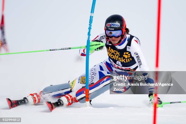 Petra Vlhova of Slovakia competes during the Audi FIS Alpine Ski World Cup Finals Women's Slalom on March 17, 2018 in Are, Sweden.