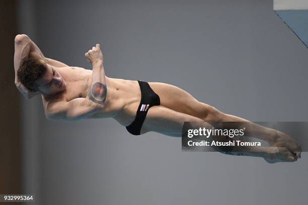 Nikita Shleikher of Russia competes in the Men's 10m Platform final during day three of the FINA Diving World Series Fuji at Shizuoka Prefectural...