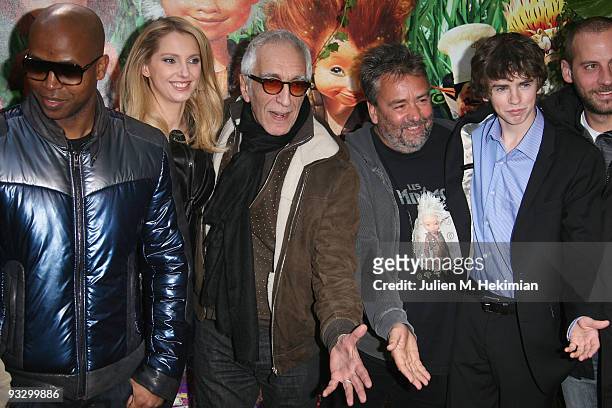 Rohff, Frederique Belle, Gerard Darmon, Luc Besson and Freddie Highmore attend the "Arthur and the Revenge of Maltazard" Paris premiere at Cinema...