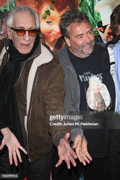 Luc Besson and Gerard Darmon attend the "Arthur and the Revenge of Maltazard" Paris premiere at Cinema Gaumont Marignan on November 22, 2009 in...