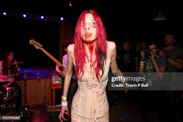 Arrow de Wilde of Starcrawler performs onstage at Fluffer Pit Party during SXSW at Barracuda on March 16, 2018 in Austin, Texas.