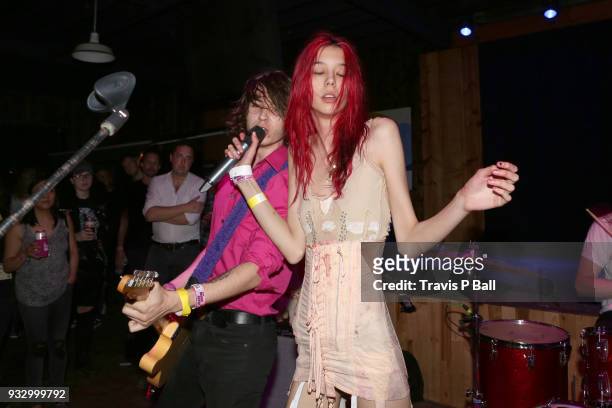 Henri Cash and Arrow de Wilde of Starcrawler perform onstage at Fluffer Pit Party during SXSW at Barracuda on March 16, 2018 in Austin, Texas.