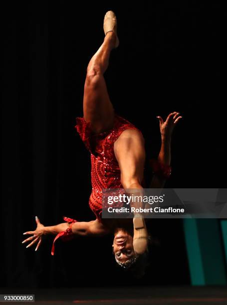 Marta Aguiar of Uruguay performs during the Arnold Classic Pro Show during the Arnold Sports Festival Australia at The Melbourne Convention and...