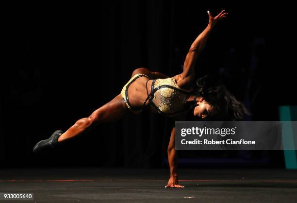 Annaliese Varga of Australia performs during the Arnold Classic Pro Show during the Arnold Sports Festival Australia at The Melbourne Convention and...