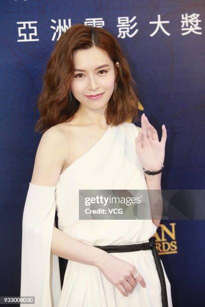 Actress Janice Man poses on the red carpet of the 12th Asian Film Awards at the Venetian Hotel on March 17, 2018 in Macao, China.