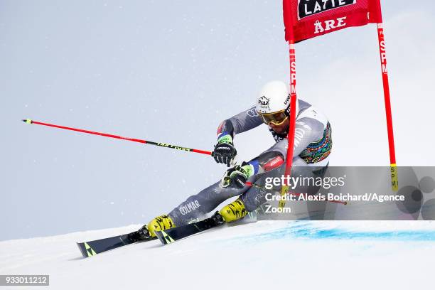 Thomas Fanara of France competes during the Audi FIS Alpine Ski World Cup Finals Men's Giant Slalom on March 17, 2018 in Are, Sweden.