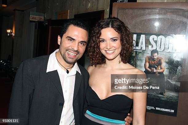 Actor Manny Perez and Miss Universe 2001 Denise Quinones attend the premier of "La Soga" during the Dominican Republic Global Film Festival 3 at...