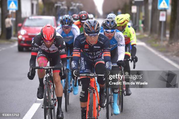 Guy Sagiv of Israel and Team Cycling Academy / Sho Hatsuyama of Japan and Team Nippo - Vini Fantini - Europa Ovini / Matteo Bono of Italy and Team...